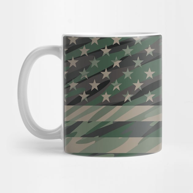 Patriotic Jungle Green Camo USA Flag by hobrath